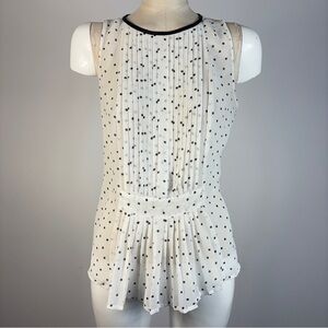 Zara Black & White Polka Dot Pleated Sleeveless Peplum Top S